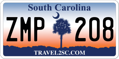SC license plate ZMP208