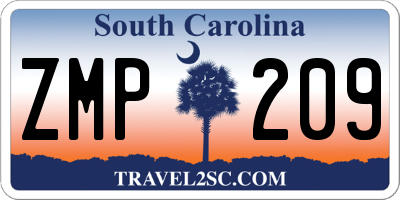 SC license plate ZMP209