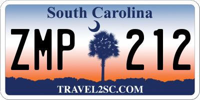 SC license plate ZMP212