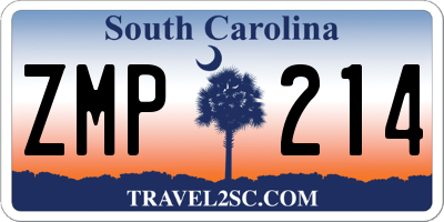 SC license plate ZMP214