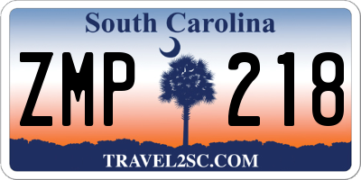 SC license plate ZMP218