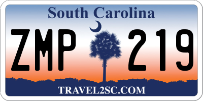 SC license plate ZMP219