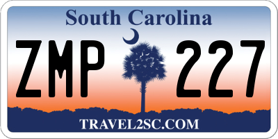 SC license plate ZMP227