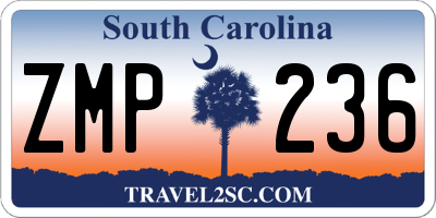 SC license plate ZMP236