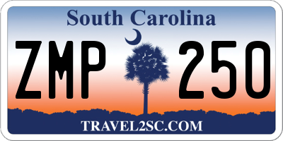 SC license plate ZMP250