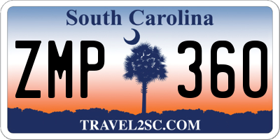 SC license plate ZMP360
