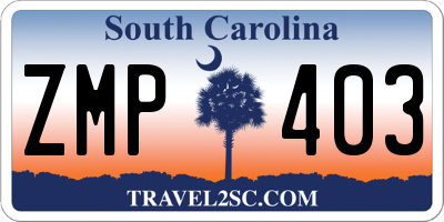 SC license plate ZMP403