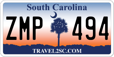 SC license plate ZMP494
