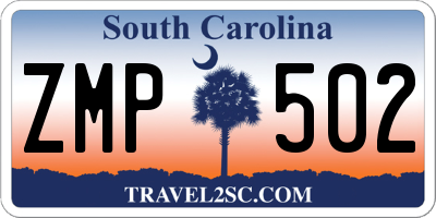 SC license plate ZMP502