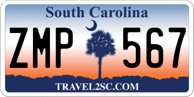SC license plate ZMP567