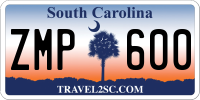 SC license plate ZMP600