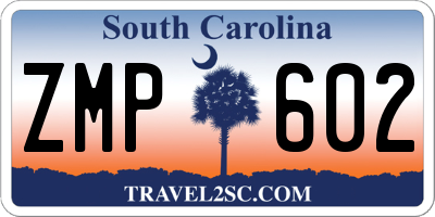SC license plate ZMP602