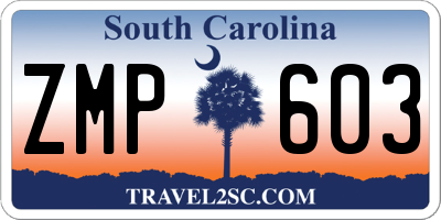 SC license plate ZMP603