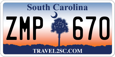 SC license plate ZMP670