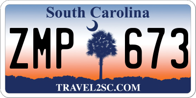 SC license plate ZMP673