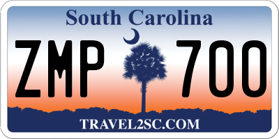 SC license plate ZMP700