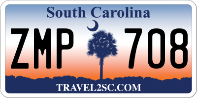 SC license plate ZMP708