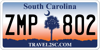 SC license plate ZMP802