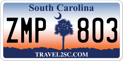 SC license plate ZMP803