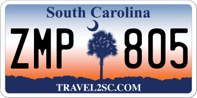 SC license plate ZMP805