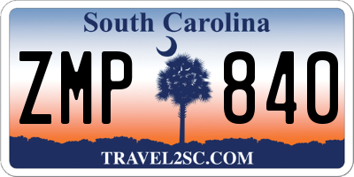 SC license plate ZMP840