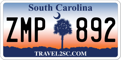 SC license plate ZMP892