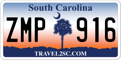 SC license plate ZMP916