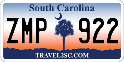 SC license plate ZMP922