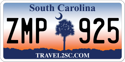 SC license plate ZMP925