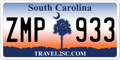 SC license plate ZMP933