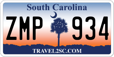 SC license plate ZMP934