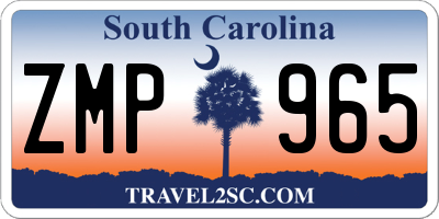 SC license plate ZMP965