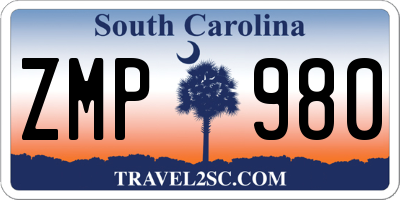 SC license plate ZMP980