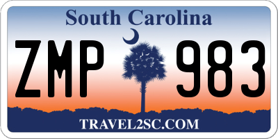 SC license plate ZMP983