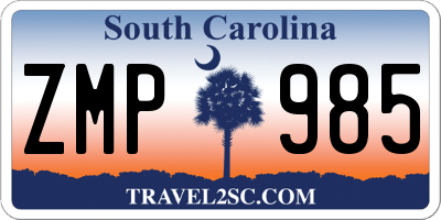 SC license plate ZMP985
