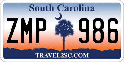 SC license plate ZMP986