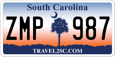 SC license plate ZMP987