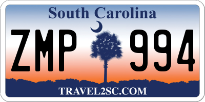 SC license plate ZMP994