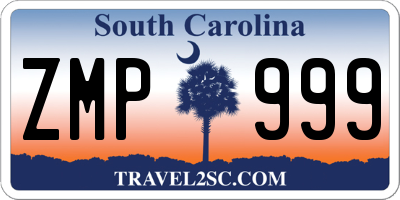 SC license plate ZMP999