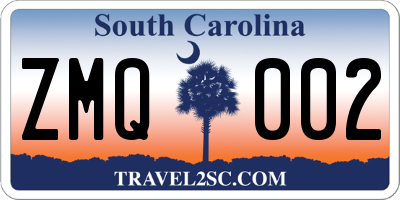 SC license plate ZMQ002