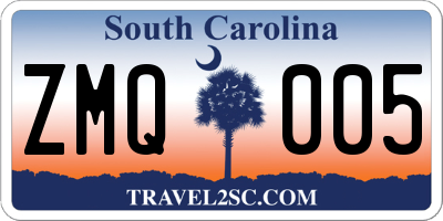 SC license plate ZMQ005