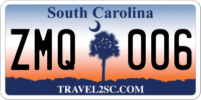 SC license plate ZMQ006