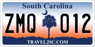 SC license plate ZMQ012
