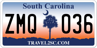 SC license plate ZMQ036