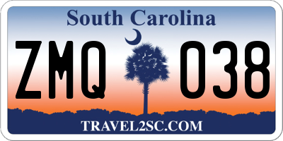 SC license plate ZMQ038