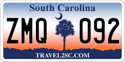SC license plate ZMQ092