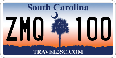SC license plate ZMQ100