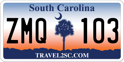 SC license plate ZMQ103