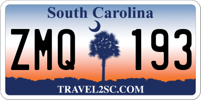 SC license plate ZMQ193