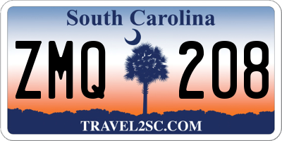 SC license plate ZMQ208